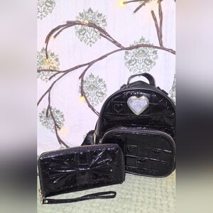 Betsey Johnson Black Heart-Patterned Backpack